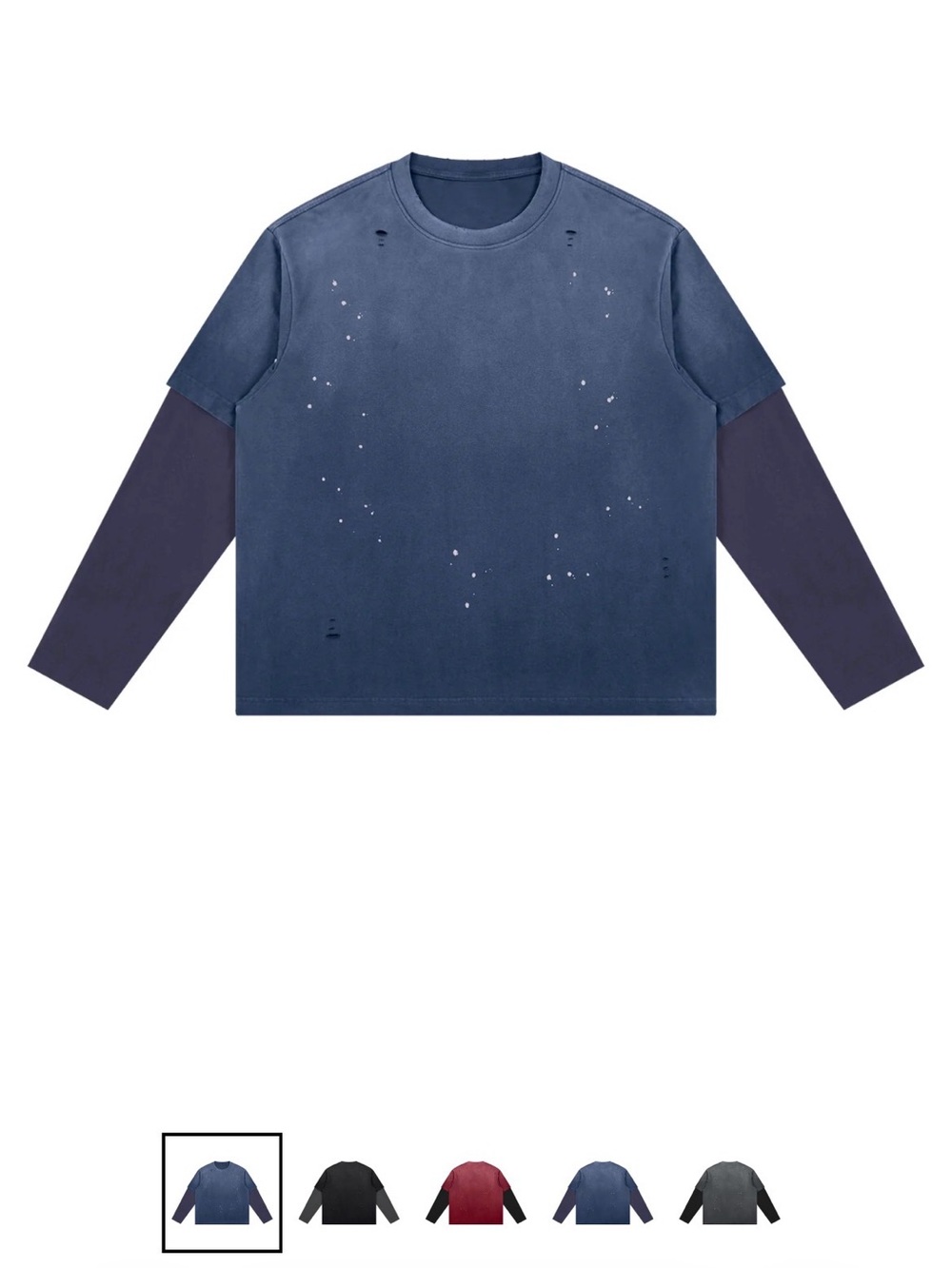 Long Sleeve Layered-Look Crewneck Shirt in Blue DO NOT BUY!! AVAILABLE ON MY SIT